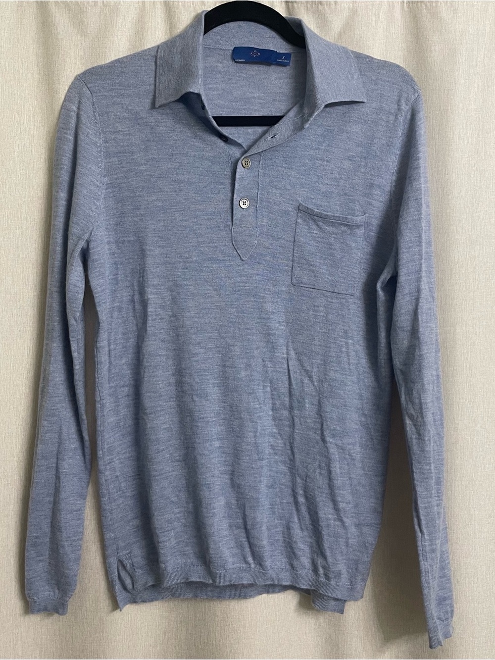Suitsupply 100% Cashmere Long Sleeve Polo Sweater Blue Gray Size S